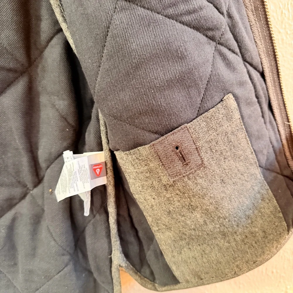 J Crew brownish gray tweed quilted vest